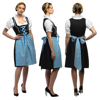 Costume Dirndl Bavarois Femme Noir Bleu - Déguisement Oktoberfest
