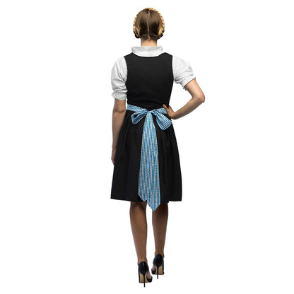 Costume Dirndl Bavarois Femme Noir Bleu - Déguisement Oktoberfest