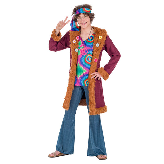 Déguisement Hippie Adulte Flower Power avec Gilet Fourrure