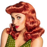 Perruque Pin-up Années 50 Ondulée Rouge Cuivré Vintage