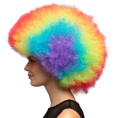 Perruque Afro Arc-en-ciel Multicolore Géante - Déguisement Années 70