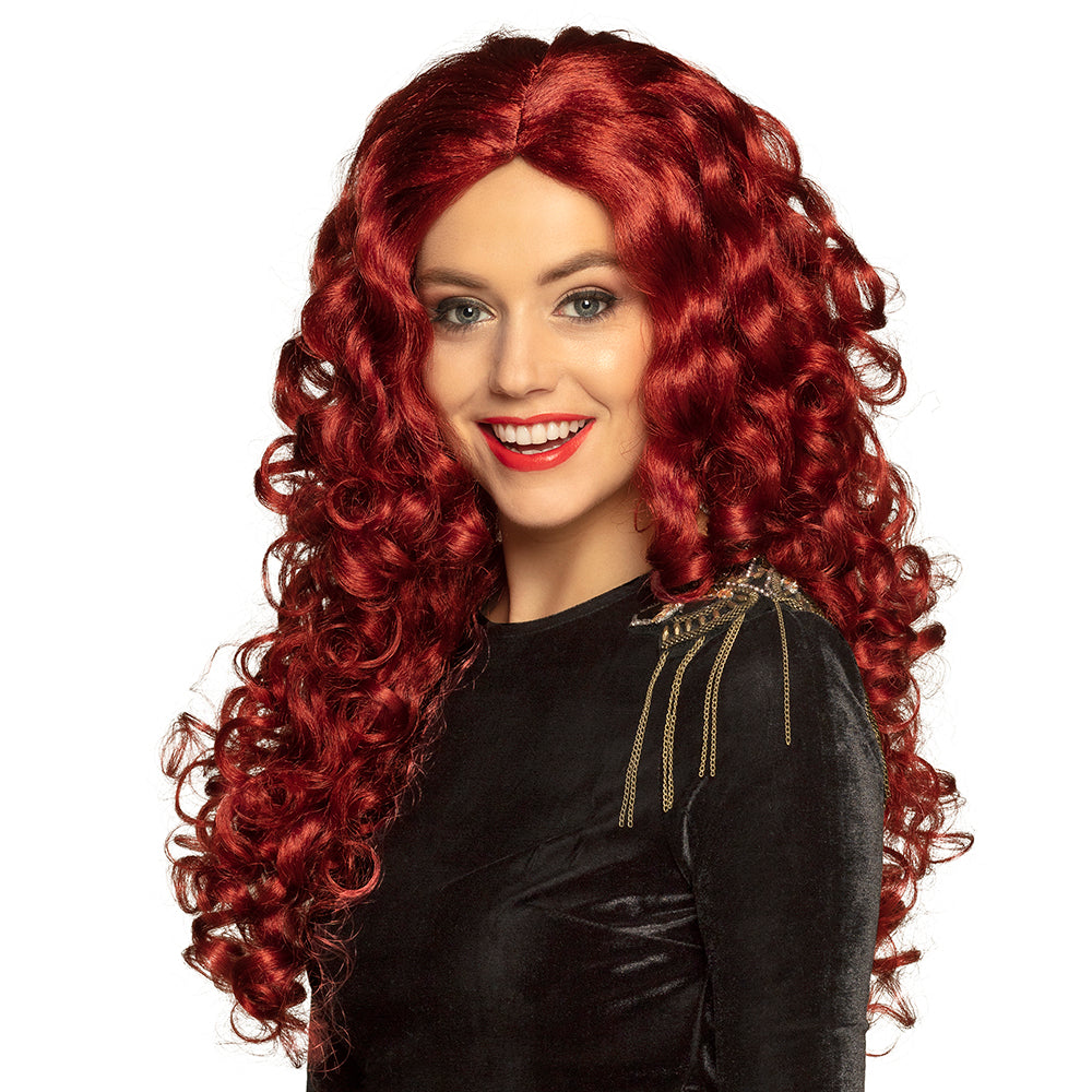 Perruque Bouclée Rouge Bordeaux Longue - Déguisement Glamour