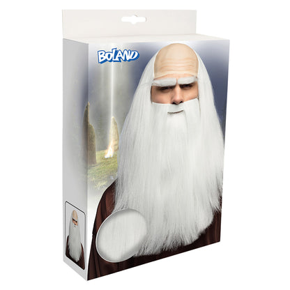 Perruque et Barbe Blanche Magicien - Déguisement Complet