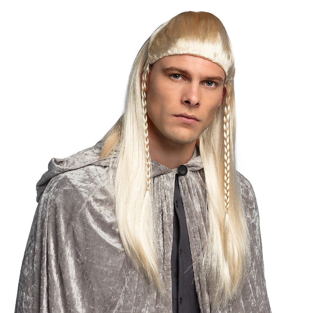 Perruque Elfe Blonde Longue avec Tresses et Bandeau