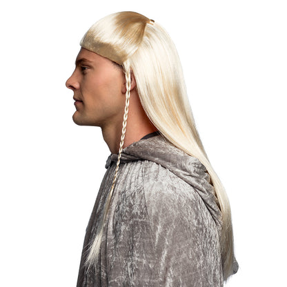Perruque Elfe Blonde Longue avec Tresses et Bandeau