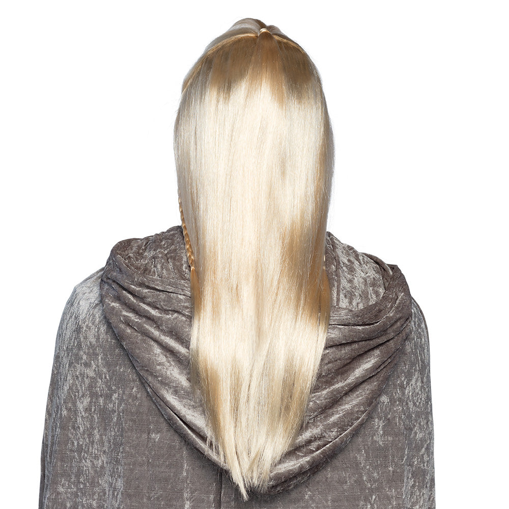 Perruque Elfe Blonde Longue avec Tresses et Bandeau