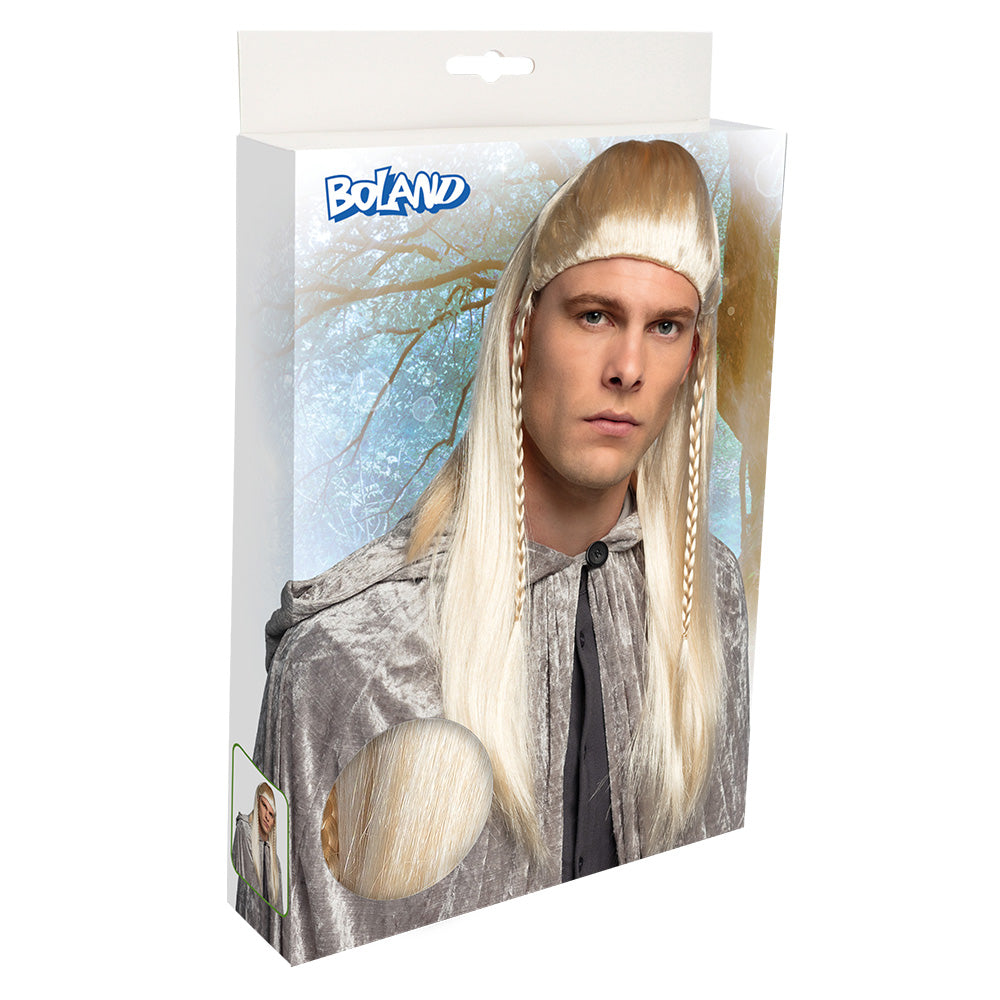 Perruque Elfe Blonde Longue avec Tresses et Bandeau