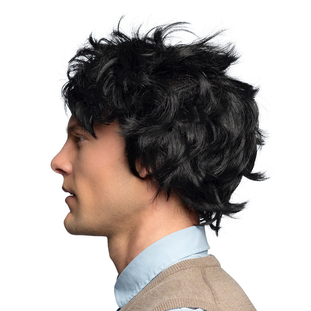 Perruque noire hirsute cheveux longs déguisement adulte