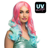 Perruque Sirène Rose et Bleu Fluo UV Blacklight
