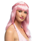Perruque Longue Rose Pâle avec Tresse - Déguisement Fantaisie