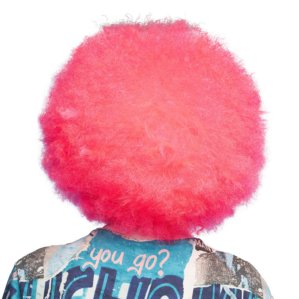 Perruque Afro Géante Rose Fluo UV Blacklight - Déguisement Disco