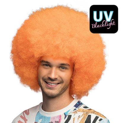 Perruque Afro Orange Fluo - Déguisement Années 70 Disco