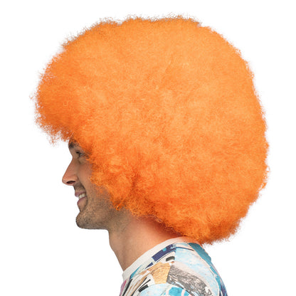 Perruque Afro Orange Fluo - Déguisement Années 70 Disco