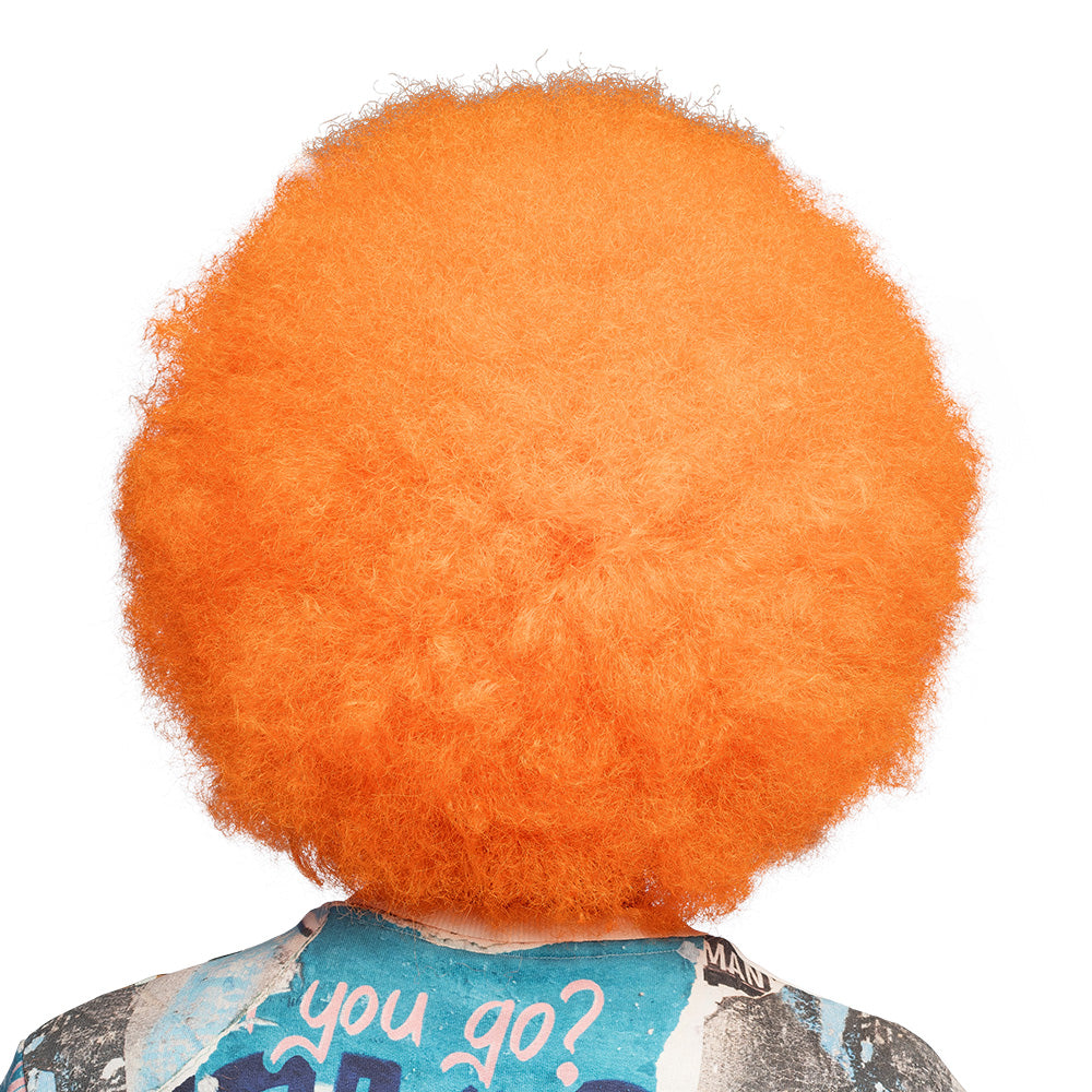 Perruque Afro Orange Fluo - Déguisement Années 70 Disco