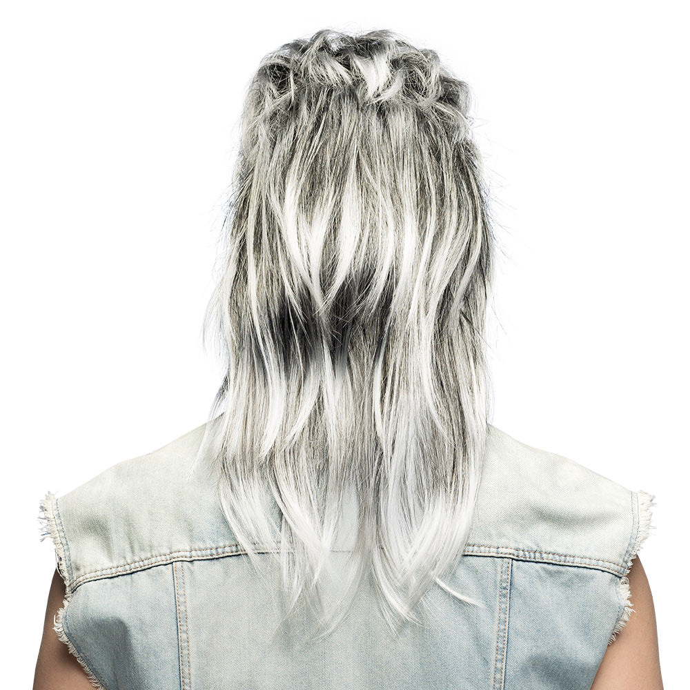 Perruque Cheveux Longs Gris Effet Sauvage - Déguisement Rocker