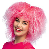 Perruque Bouclée Rose Fluo Années 80 - Accessoire de Fête