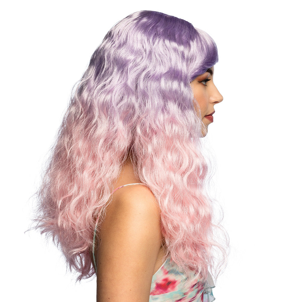 Perruque Ondulée Rose et Violet Dégradé - Accessoire de Fête