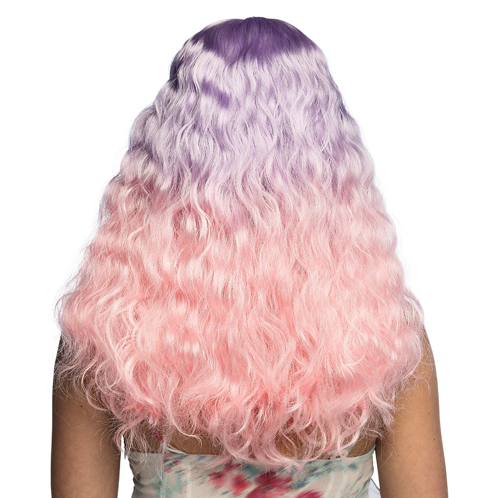 Perruque Ondulée Rose et Violet Dégradé - Accessoire de Fête