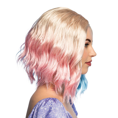 Perruque Multicolore Ondulée - Rose, Bleu et Blond Platine