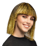 Perruque Bob Paillettes Doré Glamour Disco Femme
