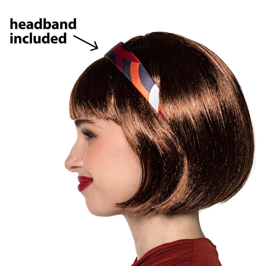 Bandeau Années 50 Rayé Multicolore avec Cheveux Bruns
