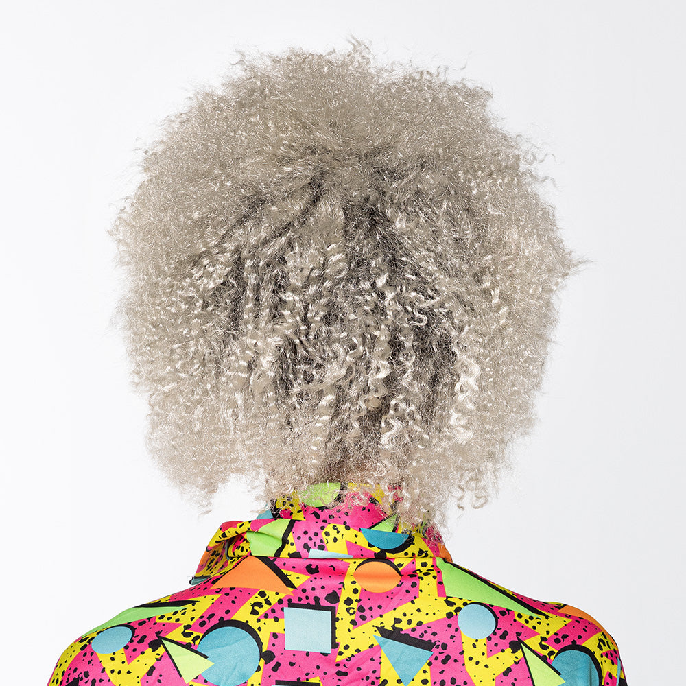 Perruque Afro Grise Volumineuse - Accessoire Disco Années 70