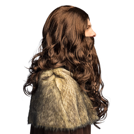 Déguisement Guerrier Viking Barbe Longue et Cape Fourrure