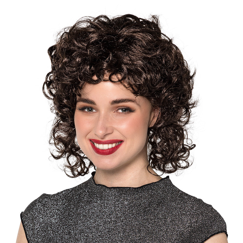 Perruque Bouclée Noire Années 80 - Déguisement Retro Chic