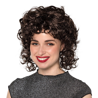 Perruque Bouclée Noire Années 80 - Déguisement Retro Chic