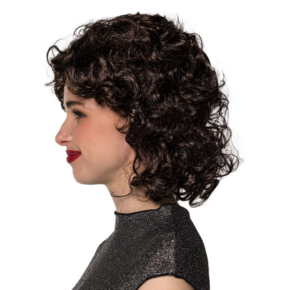 Perruque Bouclée Noire Années 80 - Déguisement Retro Chic