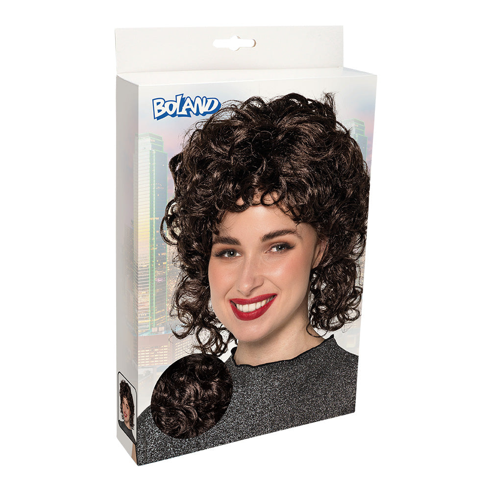 Perruque Bouclée Noire Années 80 - Déguisement Retro Chic
