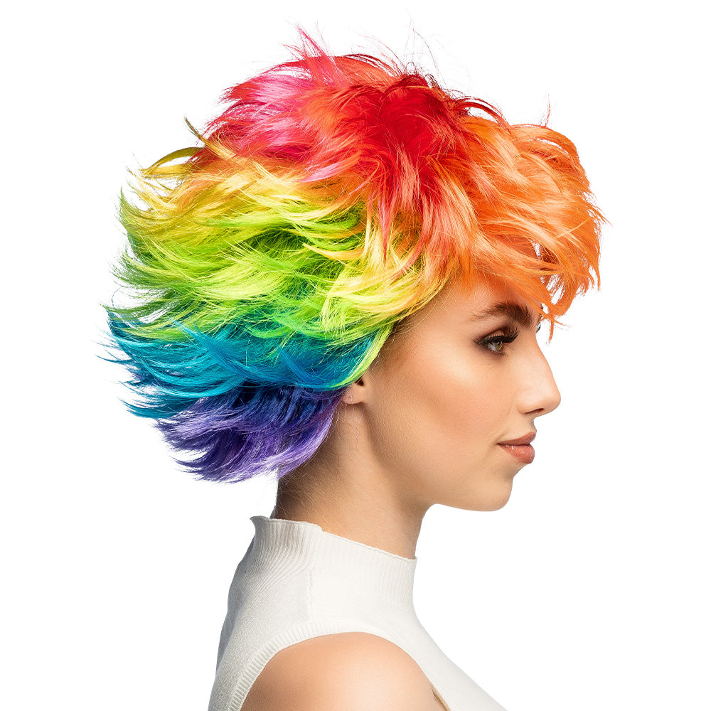 Perruque Rainbow Multicolore Cheveux Courts Déguisement Fête