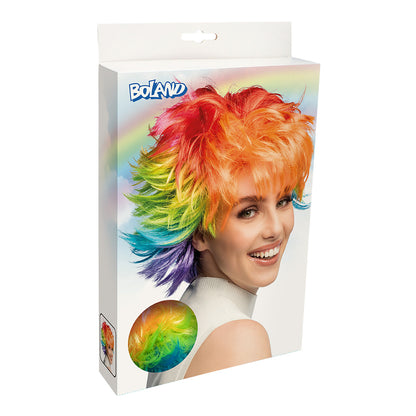 Perruque Rainbow Multicolore Cheveux Courts Déguisement Fête