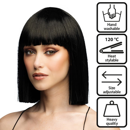 Perruque Dianmilla Noire Frange - Cheveux Courts Synthétiques