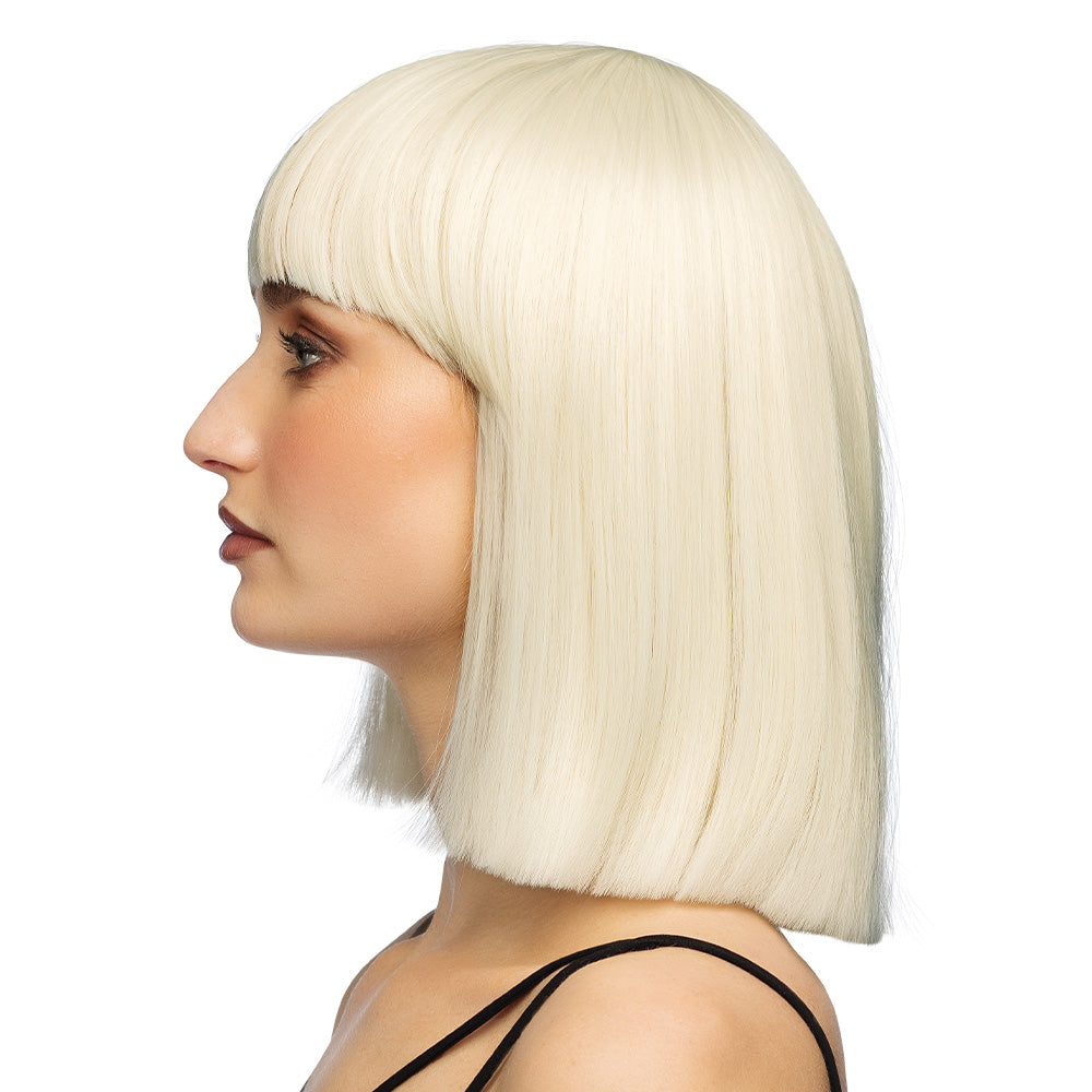 Perruque Diamilla Blonde Platine - Cheveux Longs Lisses avec Frange