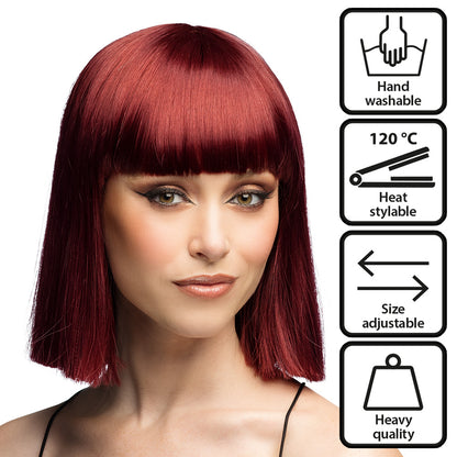 Perruque Djanilla Bordeaux Cheveux Longs avec Frange - Collection Premium