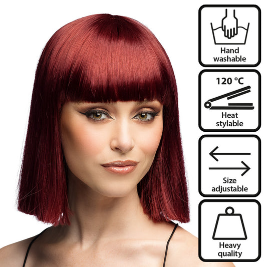 Perruque Djanilla Bordeaux Cheveux Longs avec Frange - Collection Premium