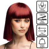 Perruque Djanilla Bordeaux Cheveux Longs avec Frange - Collection Premium