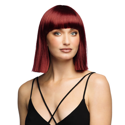Perruque Djanilla Bordeaux Cheveux Longs avec Frange - Collection Premium