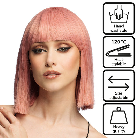 Perruque Diamilla Rose Pêche - Bob Lisse Frange