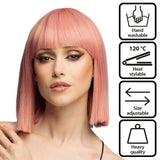 Perruque Diamilla Rose Pêche - Bob Lisse Frange