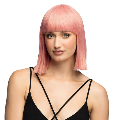 Perruque Diamilla Rose Pêche - Bob Lisse Frange