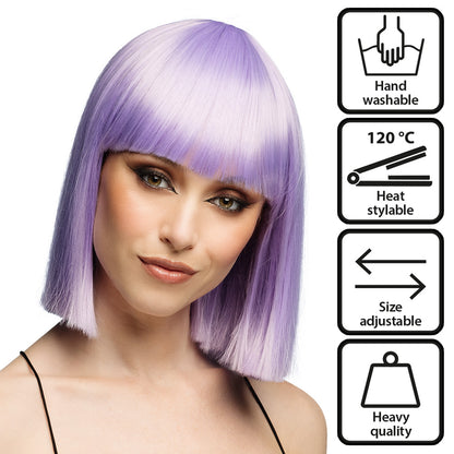 Perruque Violette Diamilla - Bob Court Frange Synthétique
