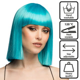 Perruque Diamilla Turquoise Longue Bob Frange - Déguisement Adulte