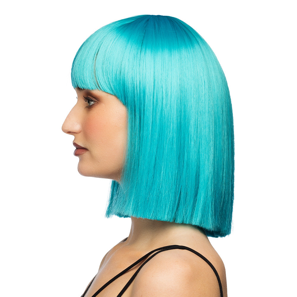 Perruque Diamilla Turquoise Longue Bob Frange - Déguisement Adulte