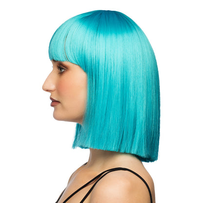 Perruque Diamilla Turquoise Longue Bob Frange - Déguisement Adulte