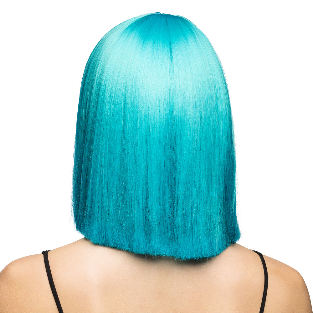 Perruque Diamilla Turquoise Longue Bob Frange - Déguisement Adulte
