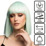 Perruque Diamilla Vert Menthe - Cheveux Longs Lisses Frange