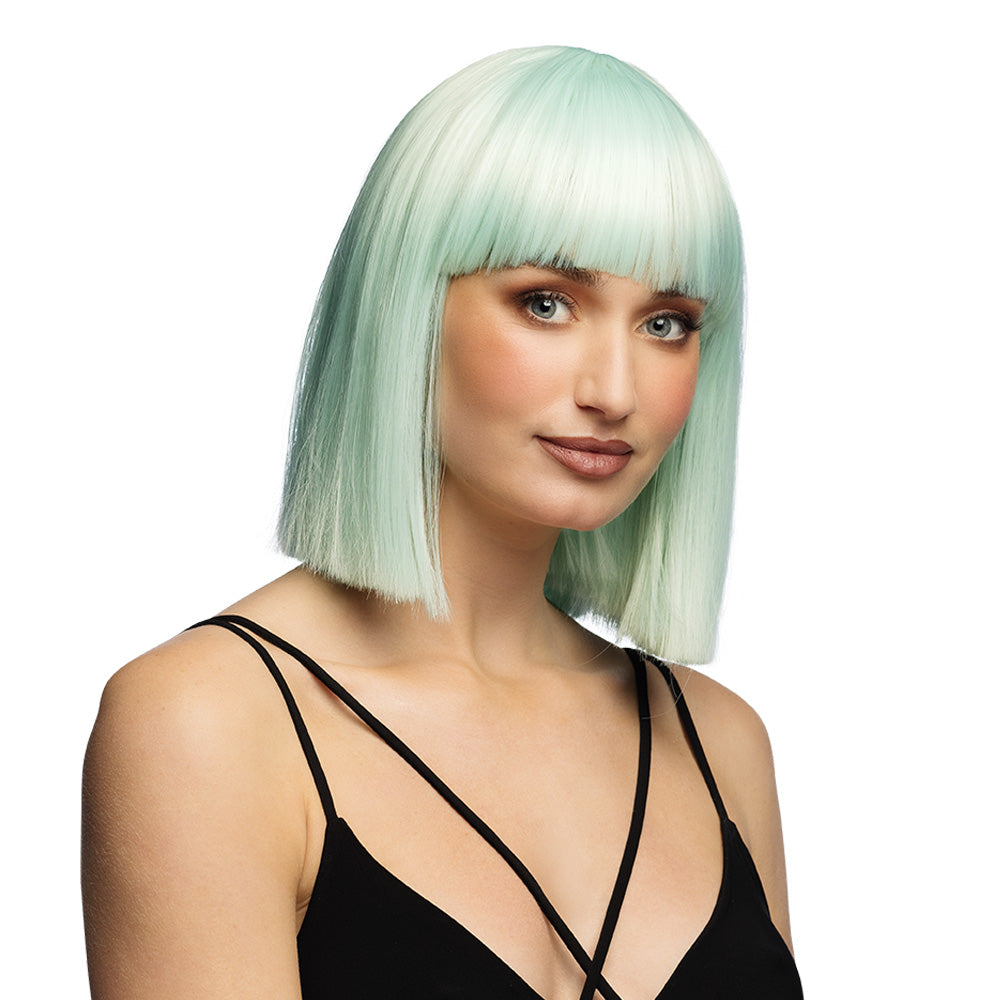 Perruque Diamilla Vert Menthe - Cheveux Longs Lisses Frange