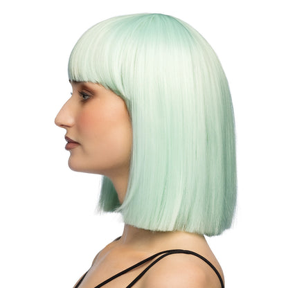 Perruque Diamilla Vert Menthe - Cheveux Longs Lisses Frange